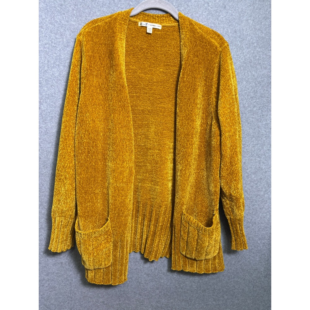 Seven7 Mustard Gold Chenille Cardigan Sweater Open Front Cozy Soft XL